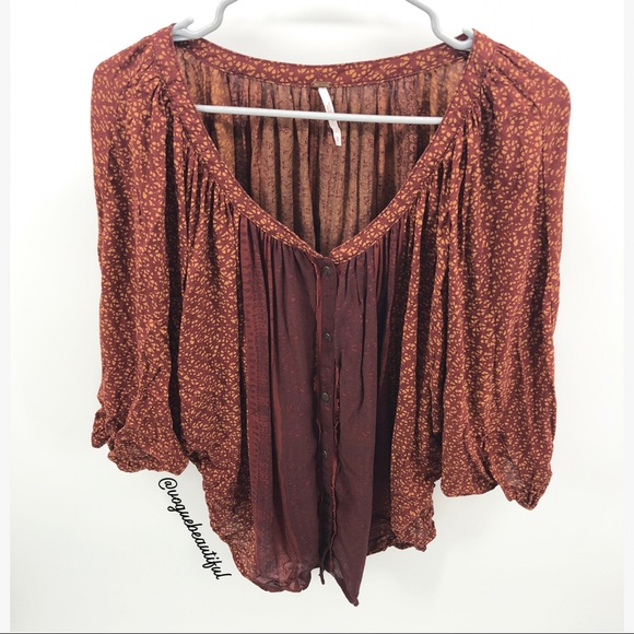 Free People Tops - Free People Printed Batwing Sleeve Top